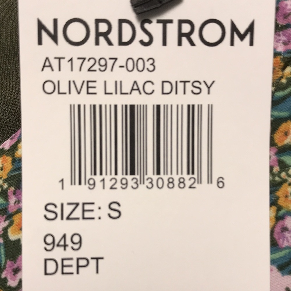 ASTR the Label V-Neck Bubble Sleeve Blouse Crop Top, Olive Lilac Ditsy, Size S - Picture 11 of 11